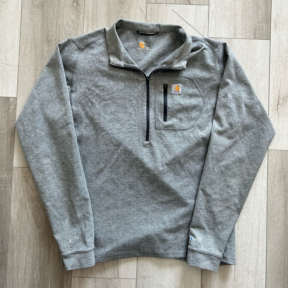 Carhartt Quarter Zip Sweater Base Layer Grey Size Small Men's